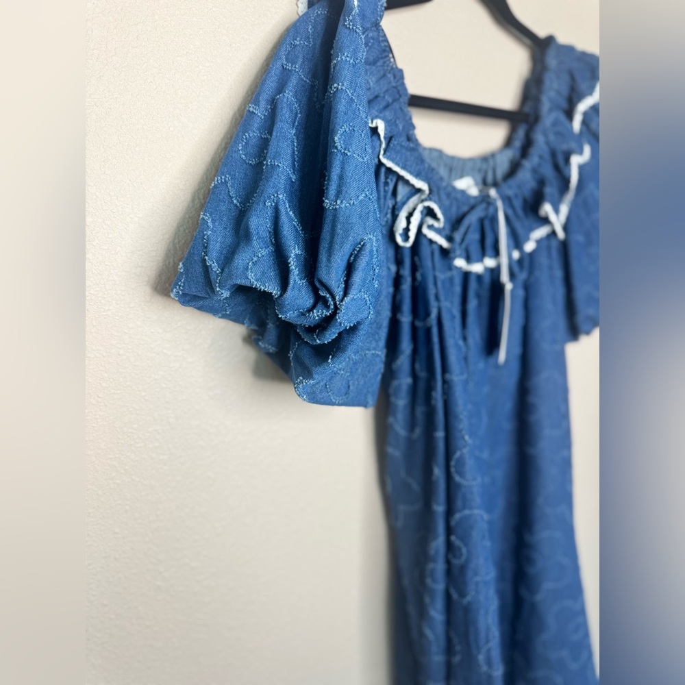 NWT Aureum Denim Flower Pattern dress size L - Picture 5 of 8